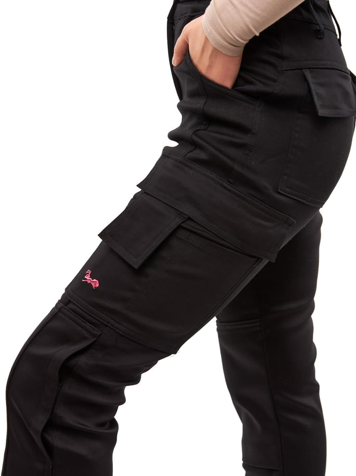 strongAnt Damen Arbeitshose komplett Stretch für Frauen Bundhose mit Kniepolstertaschen 40 Schwarz P