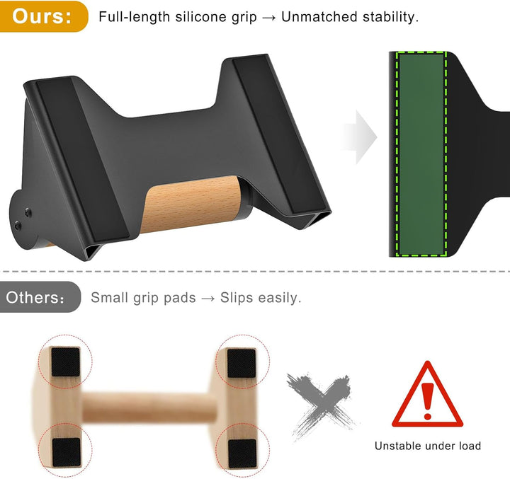 Kipika Liegestützstangen, Liegestütz-Ständer, ergonomische Holzgriffe, rutschfeste Gummiunterlage, P