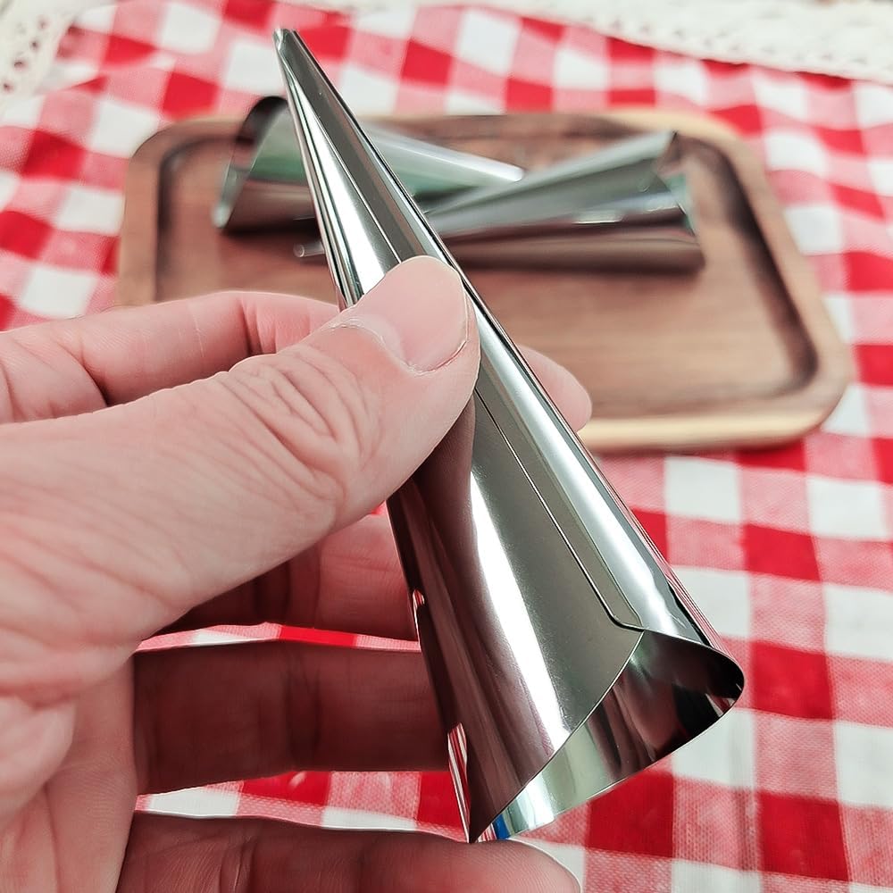 6 Stück Backkegel, 12 cm, Edelstahl, Spiralförmig, Croissant-Röhren, Horn, Brot, Gebäck, Kuchenform,