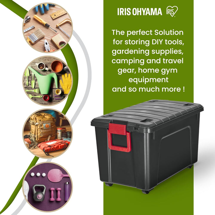Iris Ohyama, grosse Kunststoff-Aufbewahrungsbox, 110 l Garagen-Aufbewahrungsbox, 2er-Set, SIA-110, s