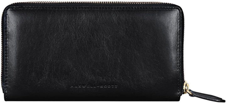 Maxwell Scott Italienische Damen Luxus Leder Clutch Meleto in Schwarz, Schwarz