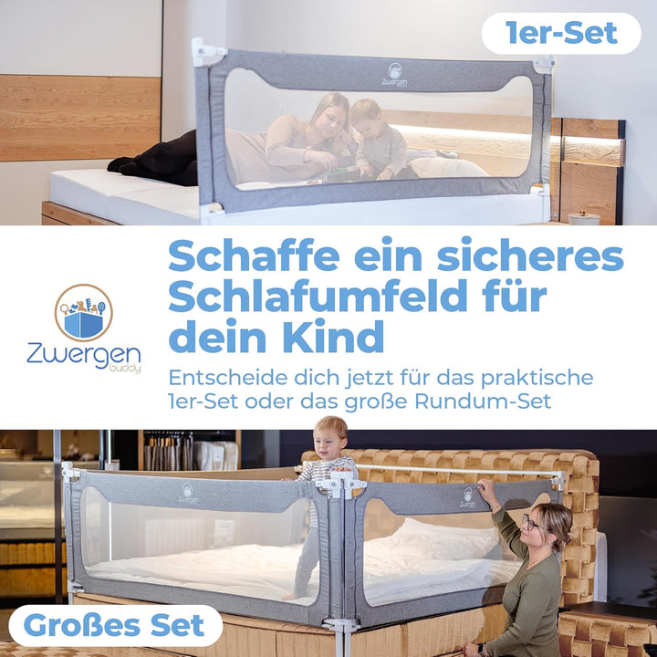 Rausfallschutz Bett (180cm) Labor geprüftes Bettgitter Bettschutzgitter [Eine Seite] mit Gurt für me