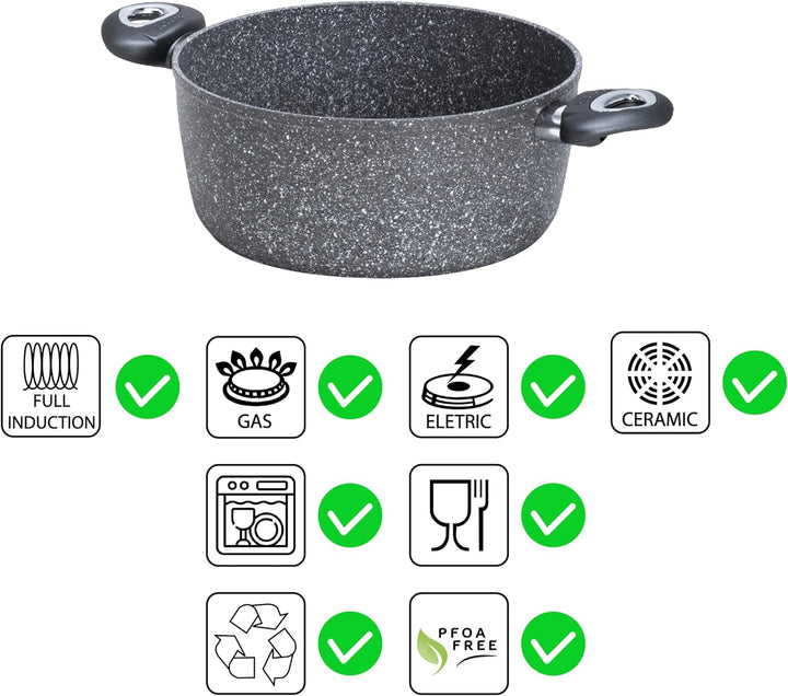 Aeternum Madame Petravera 3.0 Full Induction Kochtopf, 2 Griffe aus Aluminium, induktionsgeeignet, 2