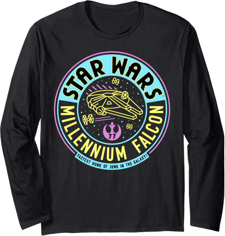 Star Wars Neon Millennium Falcon Circle Logo Langarmshirt