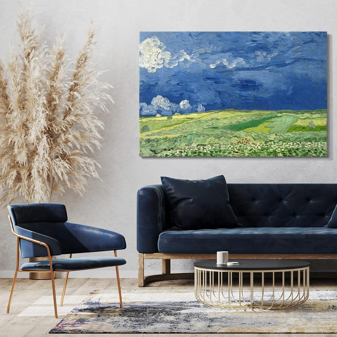 Printed Paintings Leinwand (80x60cm): Vincent Van Gogh - Weizenfeld unter Gewitterwolken (1890) 80x6