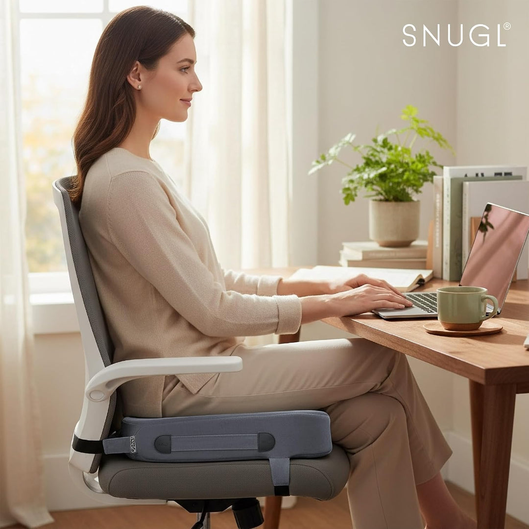 SNUGL Sitzkissen orthopädisch Memory Foam Steissbeinkissen | Stuhlkissen gegen Rückenschmerzen | Erg