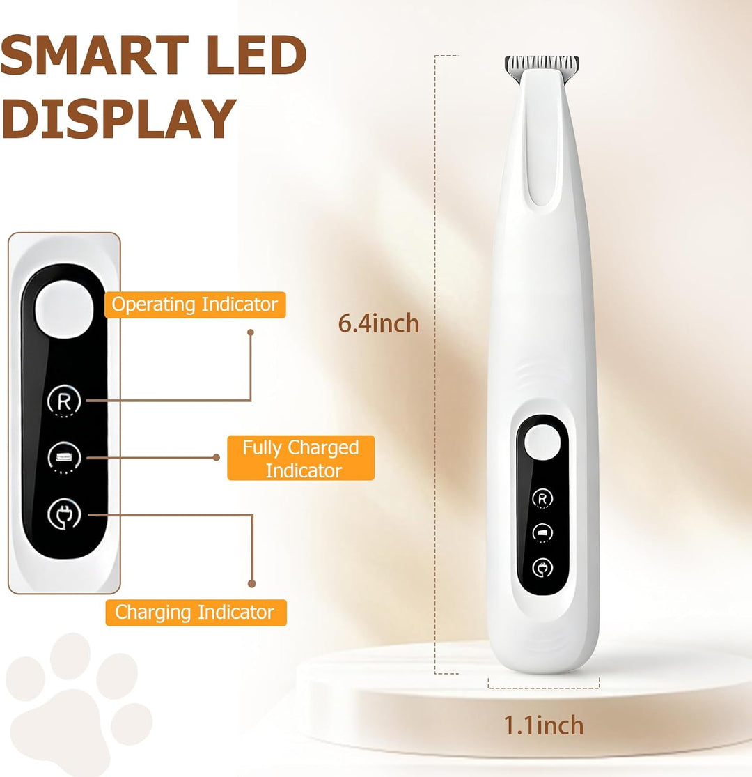 Pfotentrimmer für Hunde & Katzen mit LED Licht, Superleise/Wiederaufladbarer/18 mm breite Klinge Pfo