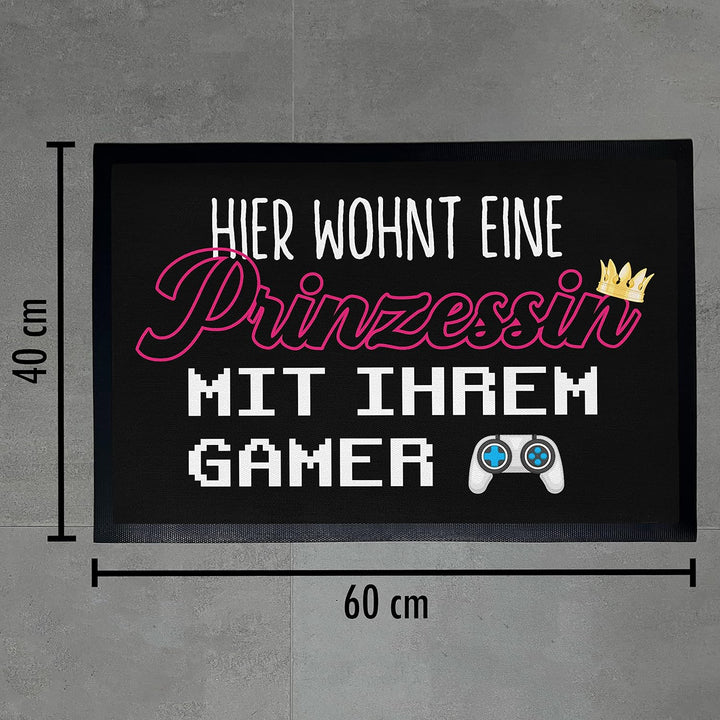 Trendation - Hier Wohnt Eine Prinzessin Mit Ihrem Gamer Fussmatte Geschenk Zocker Gaming Fussmatte 6