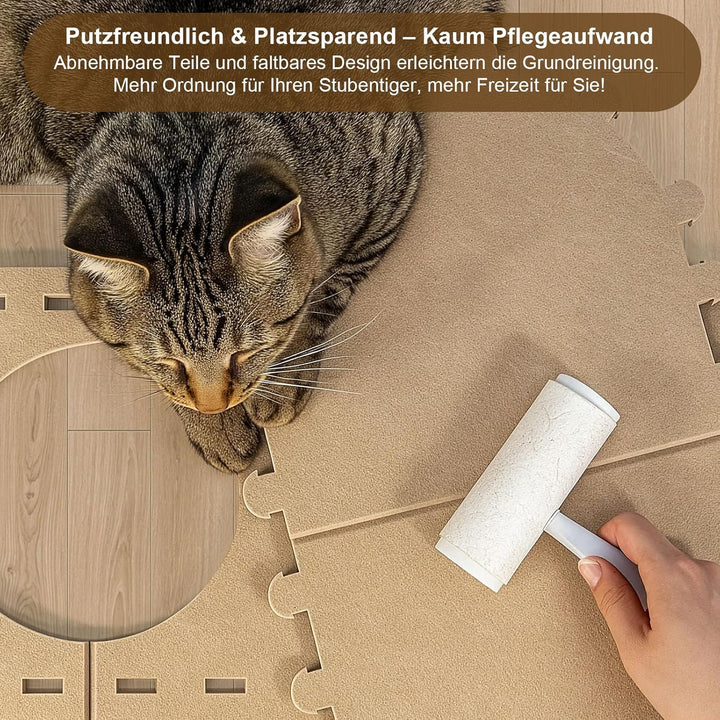 Filz Katzenhöhle Katzenbett Höhle Doppelbett Katzenhaus Stabiler Kratzschutz, Waschbare Kissen, Katz