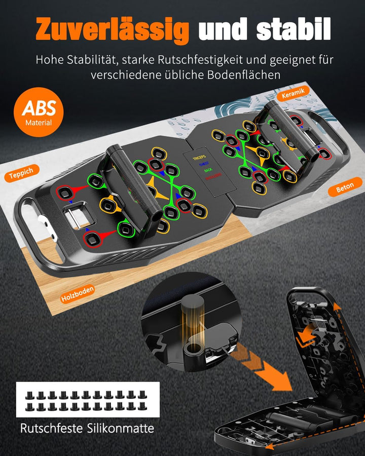 20 in 1 Liegestützbrett Schwarz,Foldable Multifunctional Home Training Fitness Equipment, Portable P