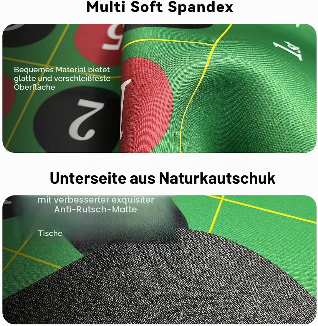 YUZPKRSI 177,8 x 88,9 cm Roulette Casino Matte Roll-up Pokermatte für Tisch mit Tragetasche, profess