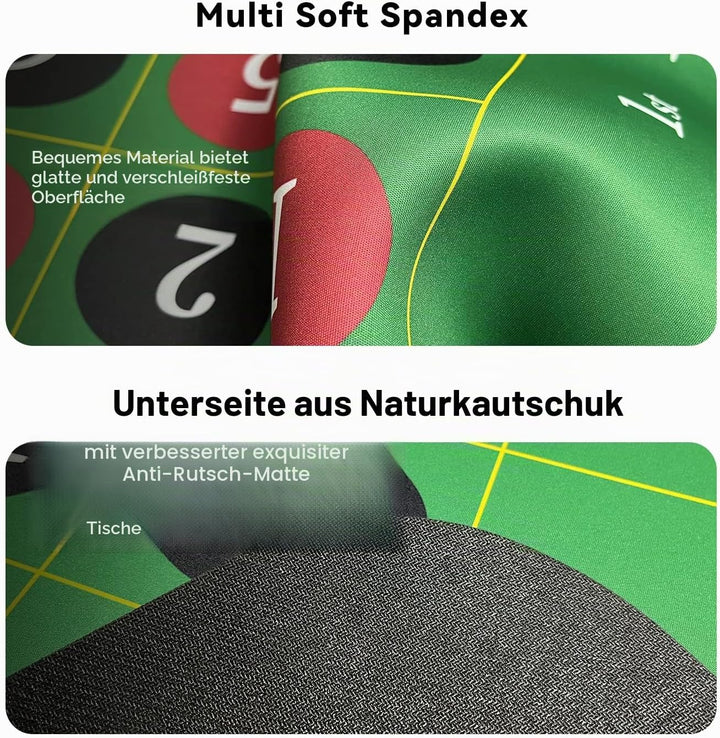 YUZPKRSI 177,8 x 88,9 cm Roulette Casino Matte Roll-up Pokermatte für Tisch mit Tragetasche, profess