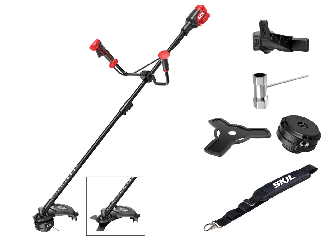 SKIL 0256CA Akku-Freischneider (2-in-1 Rasentrimmer oder Freischneider, 23 cm Freischneiderklinge, h