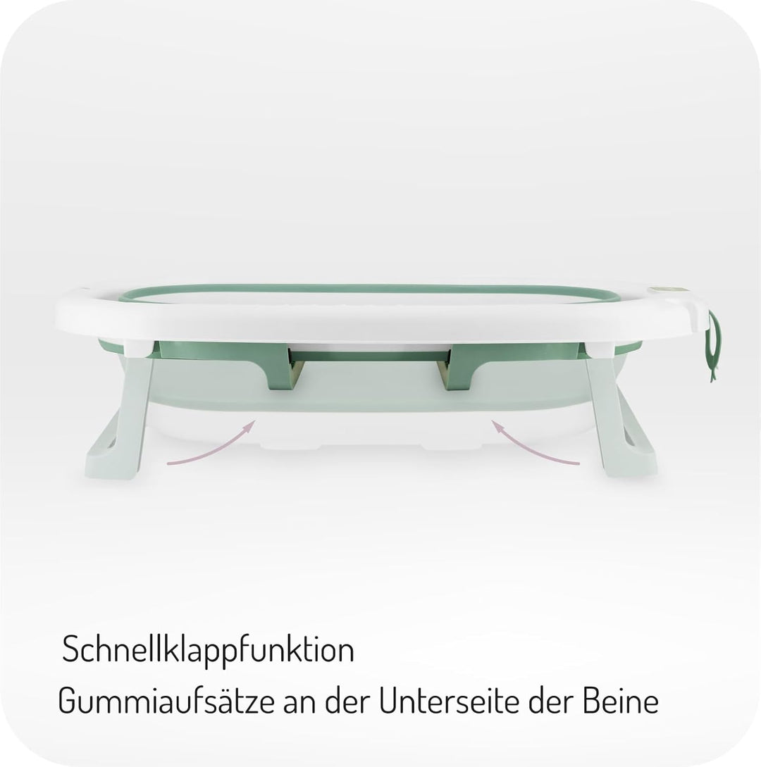 Momi Badewanne NATA ab 0 Jahre, faltbar, für Babys und Kinder bis 25 kg, mit einklappbaren Standfüss