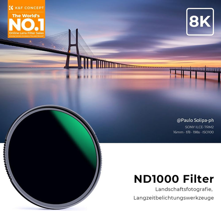 K&amp;F Concept Nano-X 40,5mm Graufilter ND1000 (10 Stop) ND Filter Slim Neutral Graufilter 40,5mm ND100