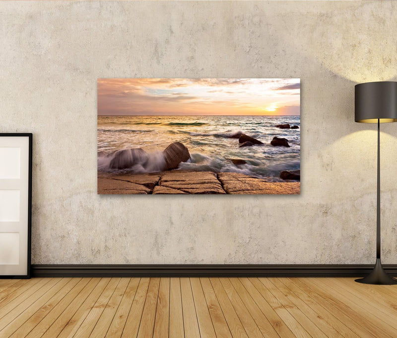 bilderfelix® Bunter Sonnenuntergang im tropischen Meer. Thailand Wandbild Leinwandbild Poster CXN 10