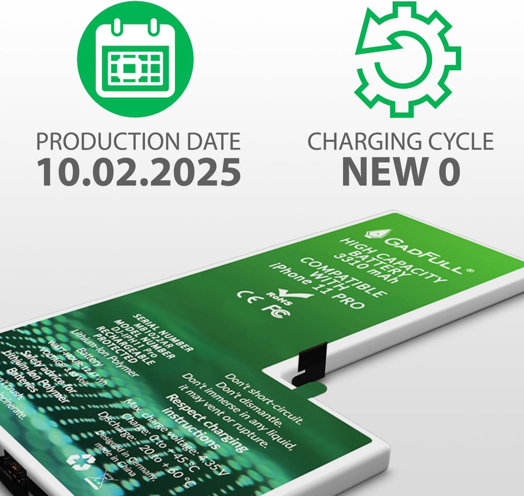 GadFull Akku für iPhone 11 PRO mit Hoher Kapazität | 2023 Baujahr | Reparaturset mit Anleitung & Ers
