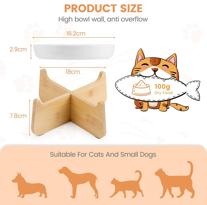 PETTOM Anti Schling Napf Katze Erhöht, Keramik Antischlingnapf Katze, Slow Feeder Katze Nassfutter,
