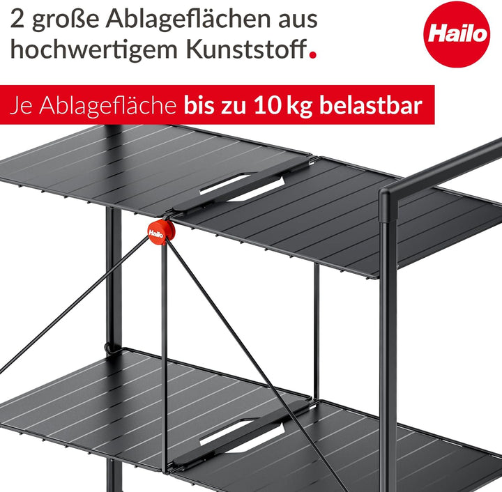 Hailo Quickboard – Mobile Universalablage mit Rollen - klappbar & platzsparend - vielseitig einsetzb