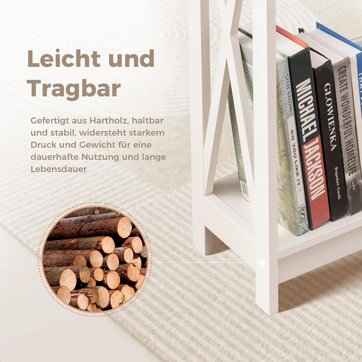 ALPHA HOME Beistelltisch mit Schubladen, Beistelltisch Holz mit Stauraum
