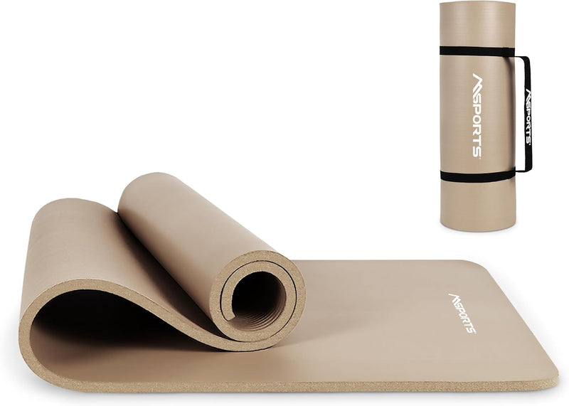 MSPORTS Gymnastikmatte | Yogamatte Premium rutschfest inkl. Tragegurt + Übungsposter + Workout App I