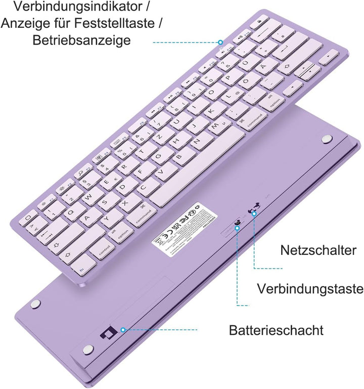 OMOTON deutsche Bluetooth Tastatur für iPad 10.9/10.2/9.7, Air 6/5/4/3, Pro 13/12.9/11/10.5 und iPho