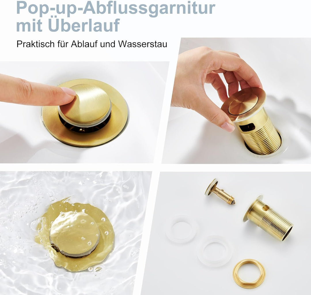 Aktines Waschtischarmatur für Badezimmer eckig, Hochdruck Einhebelmischer Armatur Wasserhahn für Was