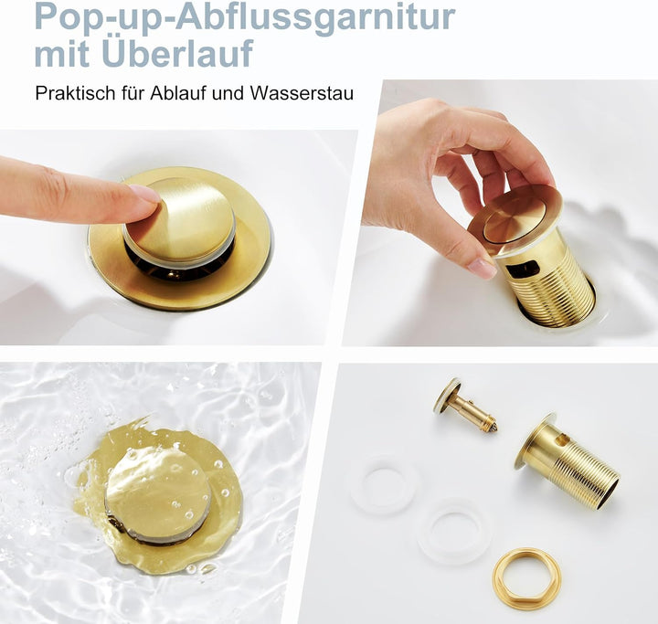 Aktines Waschtischarmatur für Badezimmer eckig, Hochdruck Einhebelmischer Armatur Wasserhahn für Was