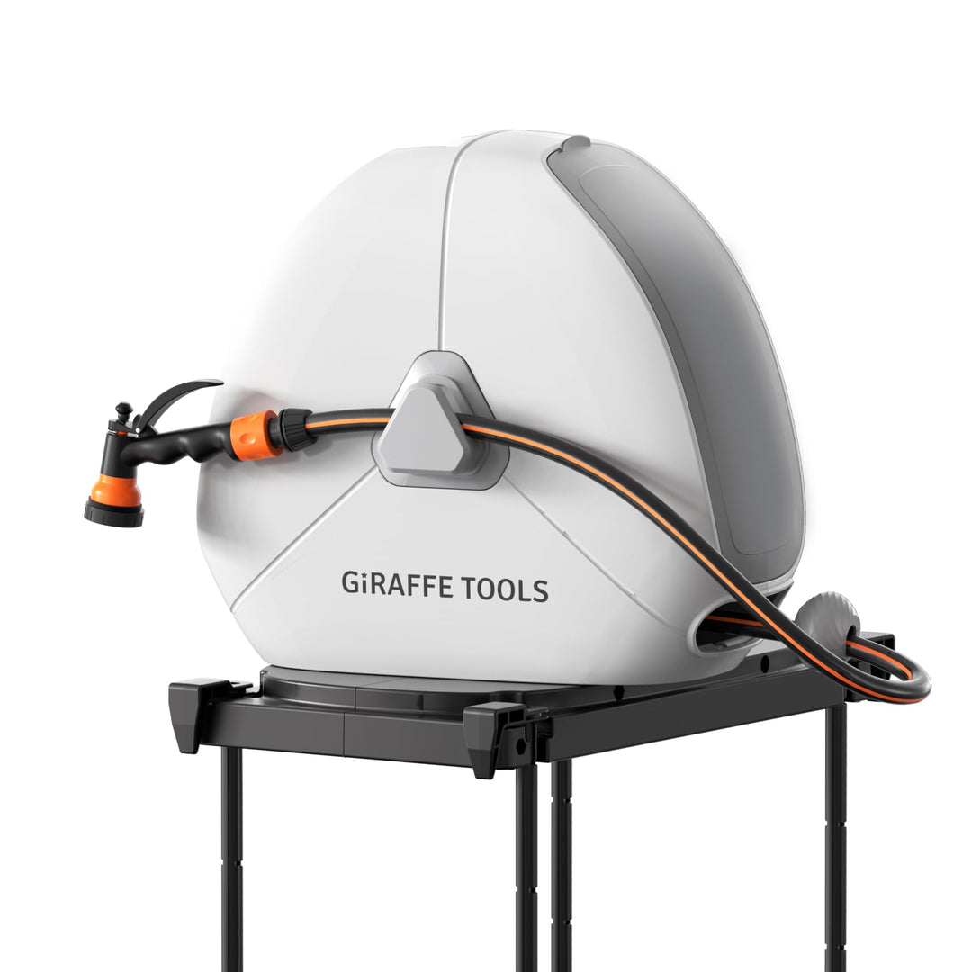 Giraffe Tools Ausziehbare Schlauchtrommel mit 25 m, robuste Bodenmontage, Gartenschlauchtrommel, mit
