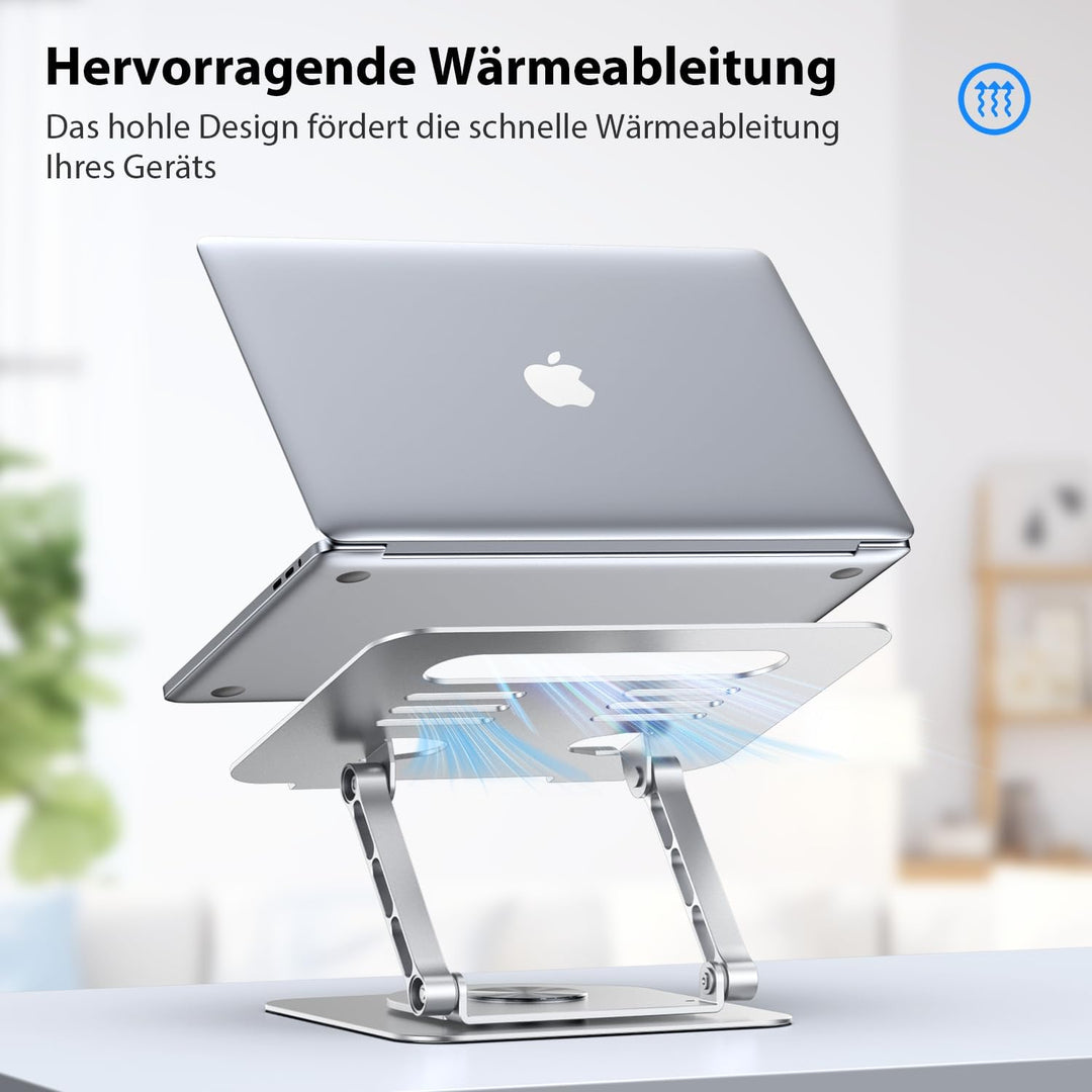 CreaDream Laptopständer für den Schreibtisch, Aluminium-Laptopständer mit 360° drehbarem Fuss, ergon