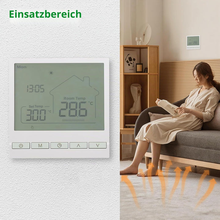 Wengart Digitaler Elektroheizung Thermostat WG902,AC230V 20A Programmierbarer Thermostat,Präzise Tem