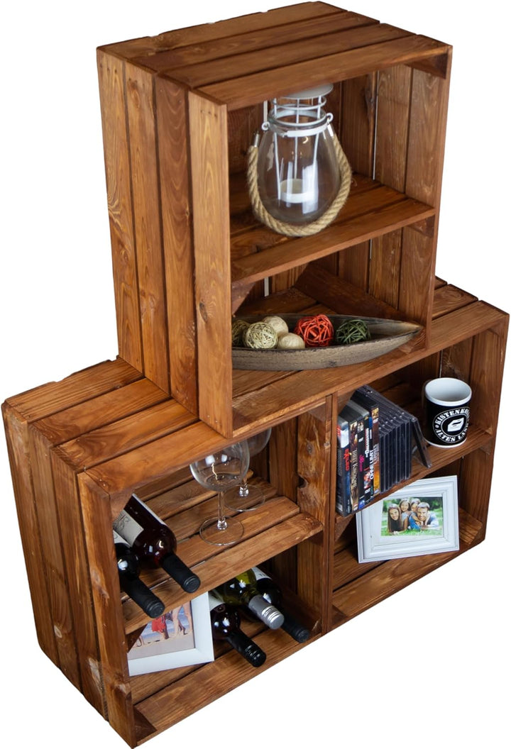 Kistenkolli Altes Land Holzkiste Ocker Schuhablage Schuhständer DIY Upcycling Regalbau Schuhaufbewah