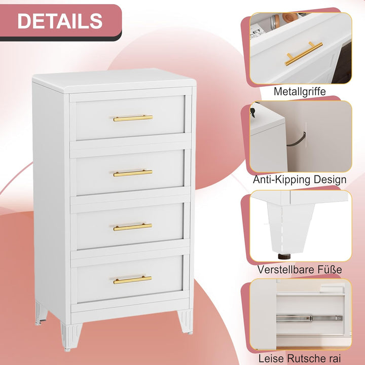 4 Schublade Metall Datei Schrank, hohe breite Tiefe Kommode Schrank, Aufbewahrungsschrank mit Schubl