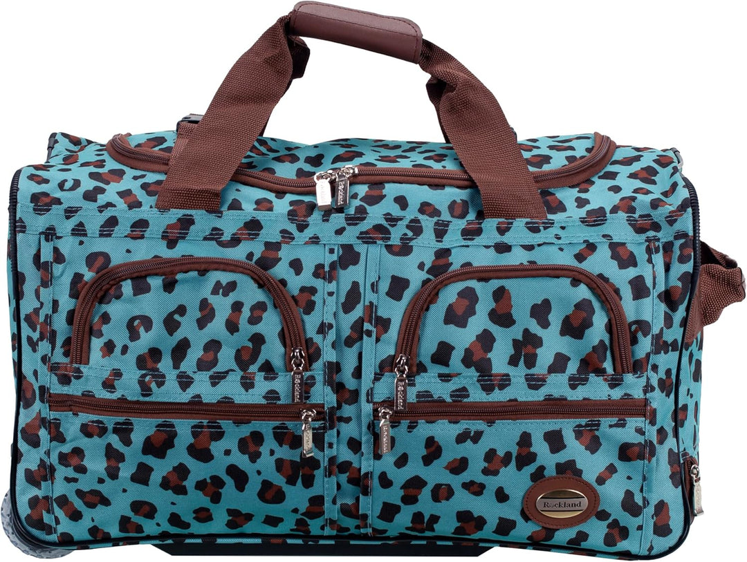 Rockland Reisetasche mit Rollen, Blauer Leopard, 22-Inch, Reisetasche mit Rollen 22-Inch Blauer Leop