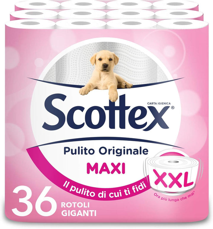 Scottex Pulito Gigante Toilettenpapier, 36 Maxi-Rollen, 500 Risse 36 Maxi Rollen, 36 Maxi Rollen