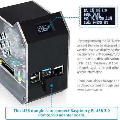 GeeekPi Raspberry Pi ABS Mini Tower NAS Kit,Raspberry Pi Ice Tower Kühler Gehäuse mit Netzteil, M.2