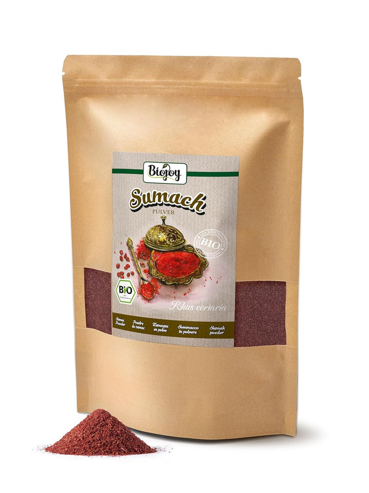 Biojoy BIO-Sumach Gewürz (1 kg), türkisch, Sumach fein gemahlen, 5% Steinsalz, 1 kg
