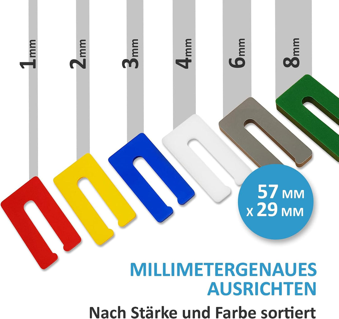 My Plast Ausgleichsplättchen - Abstandshalter - 1/2/3/4/6/8 mm, 150 Stück 150 Stück- 25 St. 1,2,3,4,