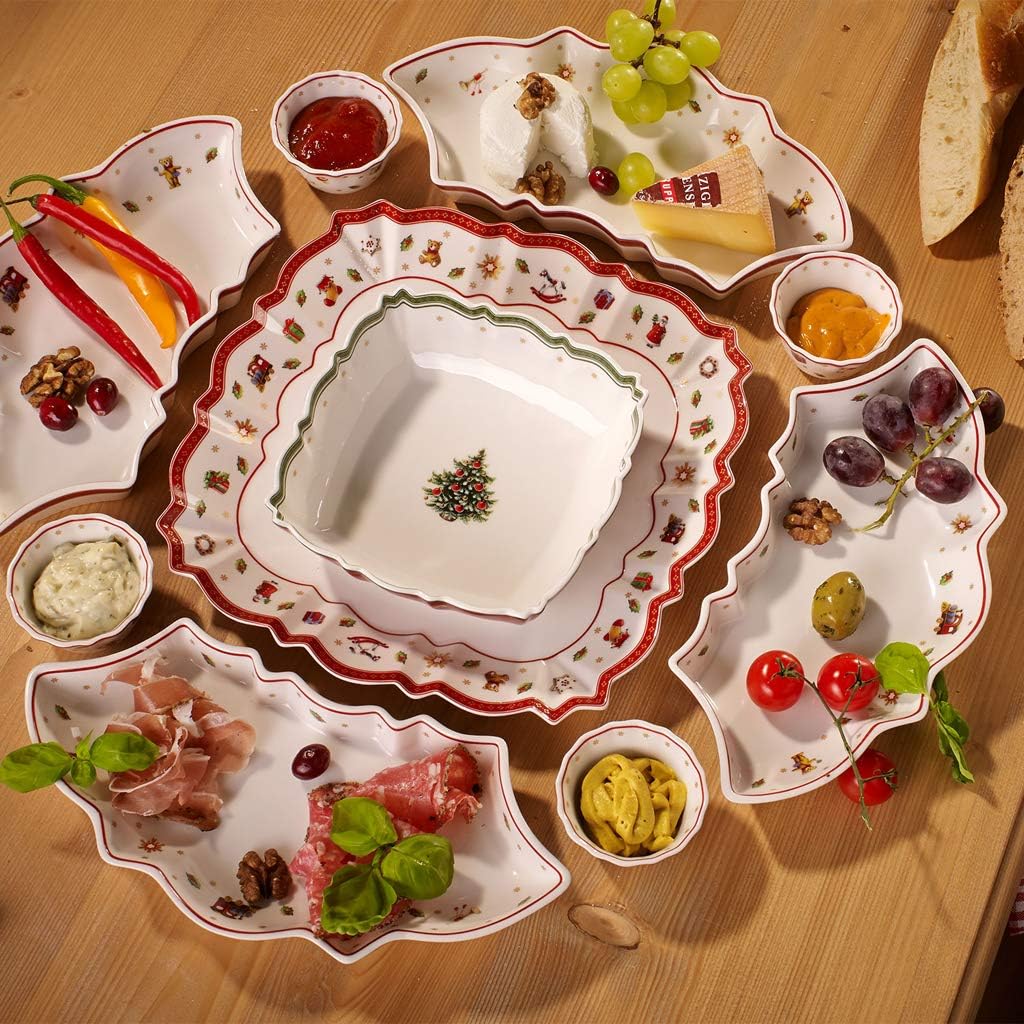 Villeroy und Boch Toy's Delight Servierteller, 26 x 26 cm, Premium Porzellan, Weiss/Rot Serviertelle