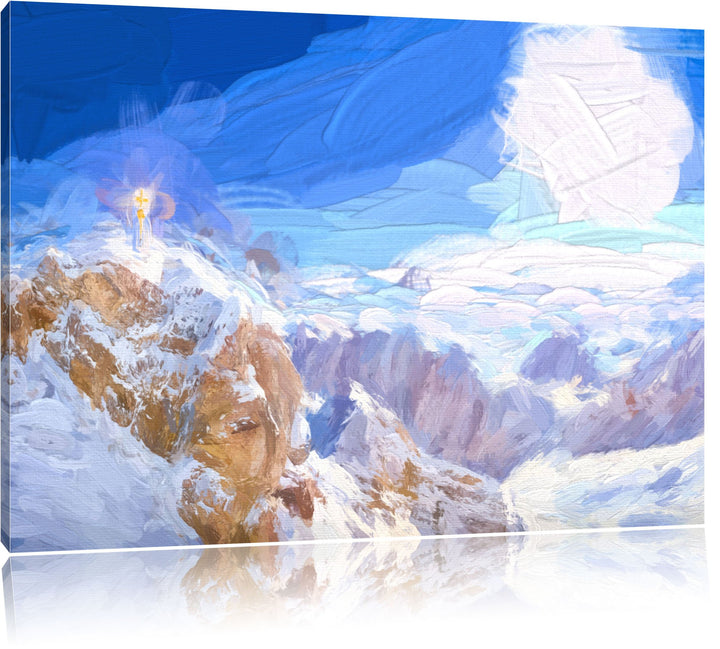 Pixxprint Zugspitze im Sonnenlicht als Leinwandbild/Grösse: 100x70 cm/Wandbild/Kunstdruck/fertig bes