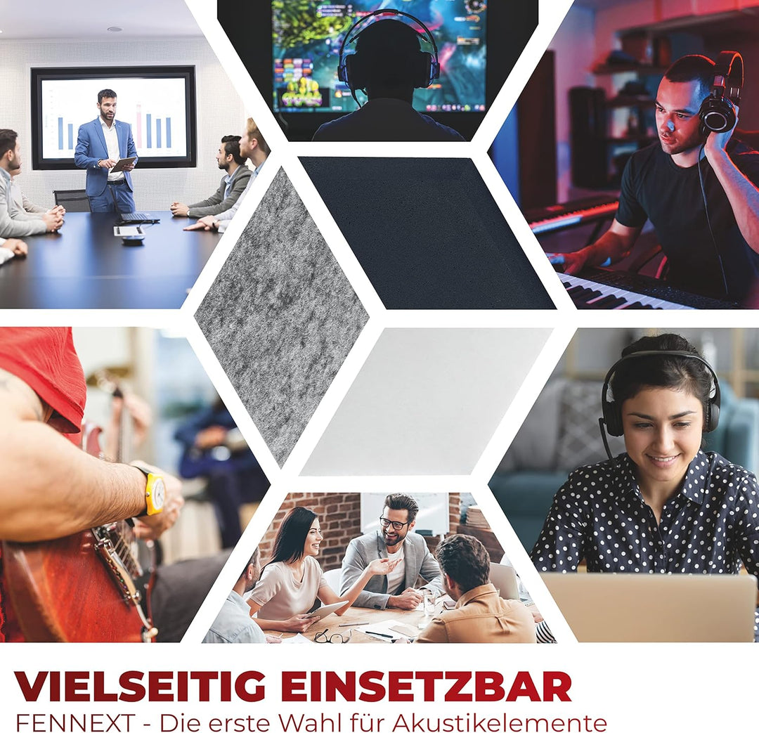 FENNEXT® Schallabsorber Wand Paneele [9 Stk.] für spürbar reduzierte Geräusche I Modernes Akustikbil