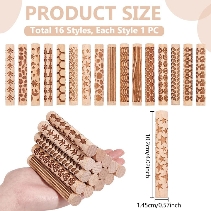 UNICRAFTALE 10 Stück 10 Stile Holz Ton Textur Rollen Set Für Töpferkeramik Töpferstempel Rollen Werk