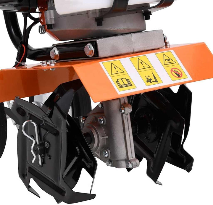 Benzinfräse 52 cc Gartenfräse Bodenbearbeitungsmaschine mit einstellbarer Arbeitstiefe und 16 Stahlk