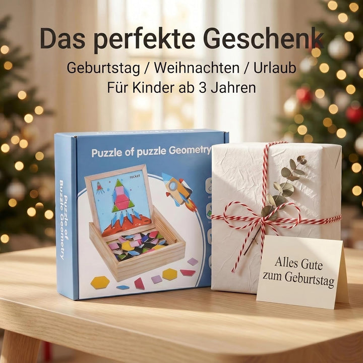 Magnetisches Holzpuzzle Geometriespiel für Vorschulkinder ab DREI Jahren | Montessori Lernspielzeug,
