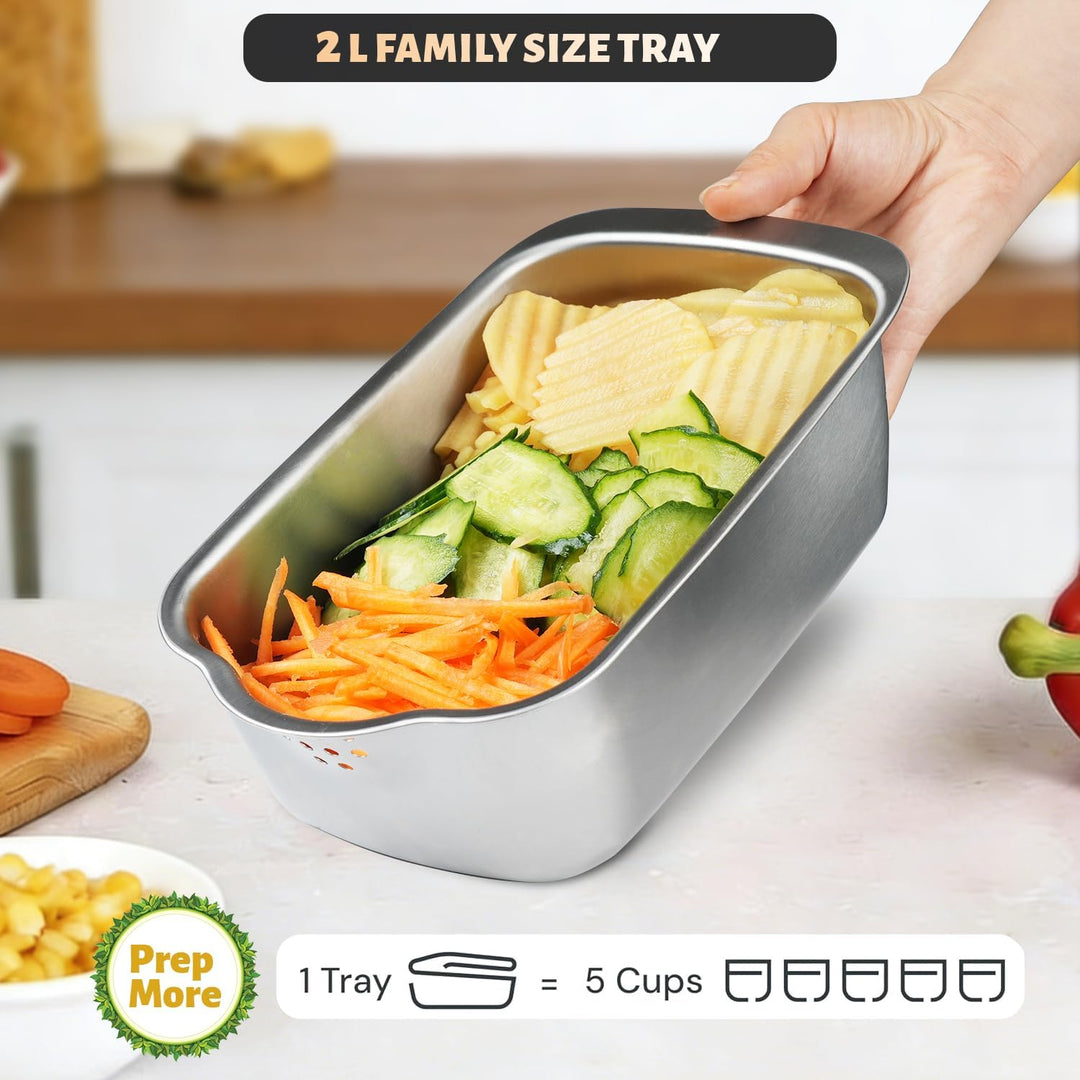 Dicer Smart 9-in-1, Edelstahl Gemüseschneider Und Mandoline Gemüsehobel Set (11 Teile), Julienne- un