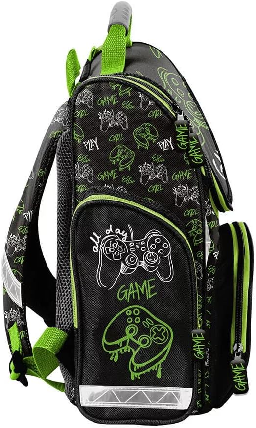 Minecraft Games Play Pixel 7 Teile Set Tornister Ranzen Schulranzen Tasche Federmappe mit Sticker-vo