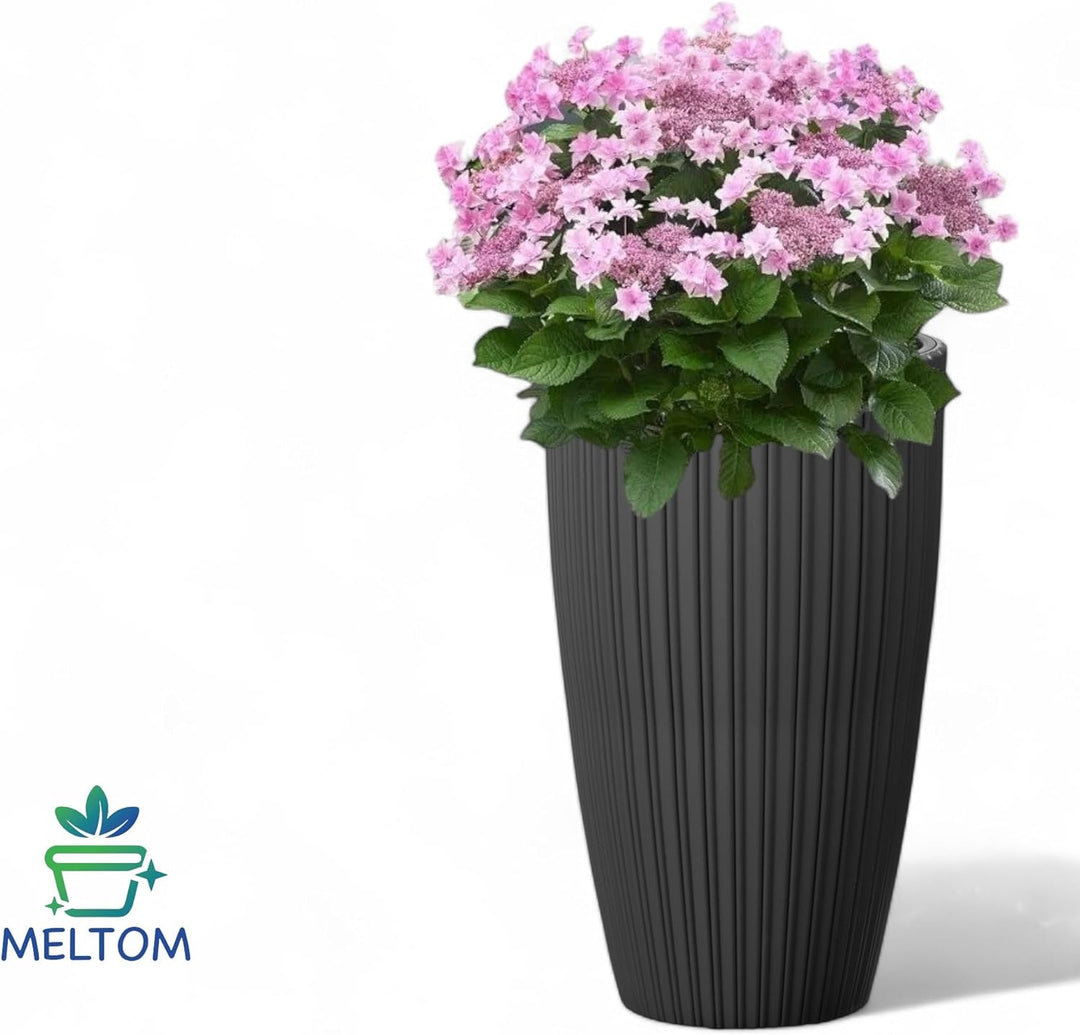MELTOM Blumenkübel Blumentopf Pflanzkübel mit Herausnehmbaren Einsatz Rund 3D Effekt Dekorativ Gröss