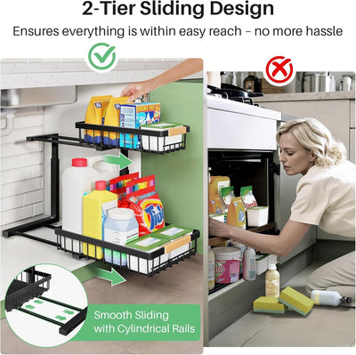 Kitstorack Metall Spülschrank Organizer, 1 Stück Unter Waschbecken Regal Organizer, 2-stufig Herausg