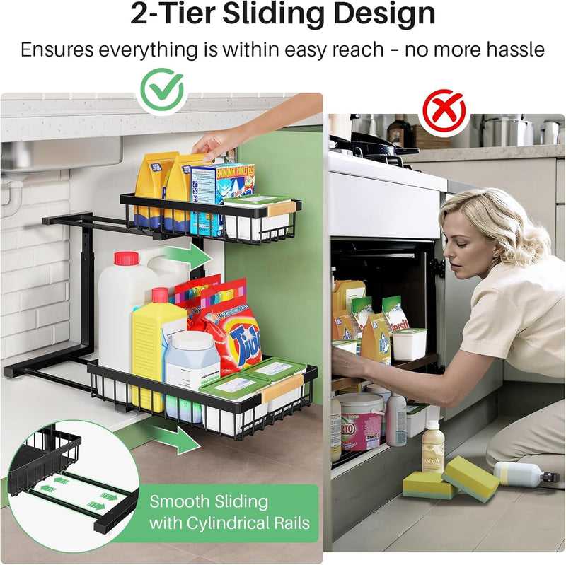 Kitstorack Metall Spülschrank Organizer, 1 Stück Unter Waschbecken Regal Organizer, 2-stufig Herausg