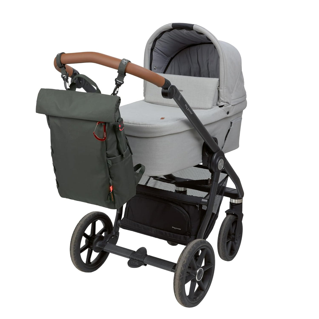 LÄSSIG Baby Wickelrucksack Wickeltasche Rucksack mit Wickelunterlage, Kinderwagenbefestigung, Flasch